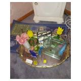 Decorative Glass Items Lot and rug