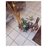 Amber Vases With Artificial Roses