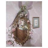 Ornate Oval Mirror With Floral Decor