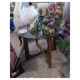 Round Glass Table With Wooden Base