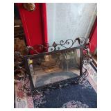 Rectangular Mirror With Ornate Metal Frame