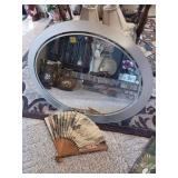 Oval Wall Mirror and Decorative Fan