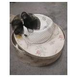 White Hat with Box and Veil Accent