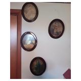 4 Round Framed Pictures