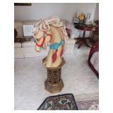 Painted Carousel Horse Head on Stand