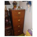 Wooden File Cabinet With Contents