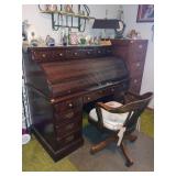 Roll Top Desk and Chair with Contents