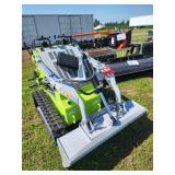 Green Compact Track Loader with Front Bucket
