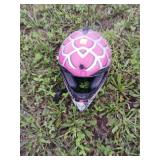 Pink and Silver Motocross Helmet