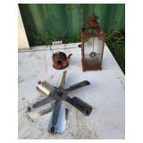 Decorative Lantern, Kettle, and Fan Clock