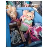 Tote of Dolls and Misc Items