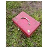 Red Metal Tool Box With Contents
