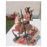 Painted Resin Figurine Native American Horseback