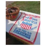1940 God Bless America Banner and Wicker Basket