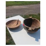 Two Wooden Bowls and Spoon Set