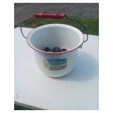 Columbian Porcelain Bucket With Old Door Knobs