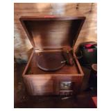 Mid-Century Wooden Console Record Player