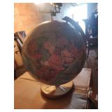 World Globe With Metal Meridian And Wooden Base