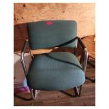 Green Upholstered Office Armchair with Metal Frame