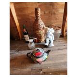 Bottle, Ceramic Teapot, Toy Bear Lot