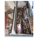 Metal Box With Assorted Wrenches and Tools