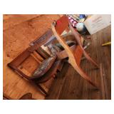 Wooden Gossip Bench With Carved Backrest