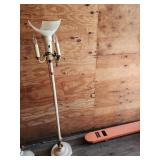 White Metal Floor Lamp With Broken Shade