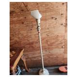 Cream-Colored Floor Lamp With Broken Shade