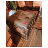 Leather-Covered Storage Trunk with Metal Trim