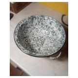Green and White Enamel Metal Colander