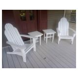 White Adirondack Chairs and Side Tables Set