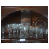 Etched and Gilt Rim Stemware Glasses