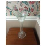 Clear Glass Trumpet-Shaped Vase