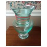Kosta Boda Art Glass Vase with Red Swirl