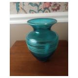 Blue Glass Vase with Swirled Line Detail