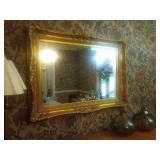 Rectangular Mirror with Ornate Gold Frame
