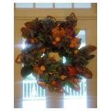 Artificial Fall Wreath with Pumpkins and Leaves