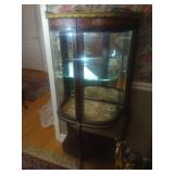 Wood and Glass Display Cabinet with Brass Trim