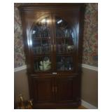 Glass Front Wood Corner China Cabinet with Storage