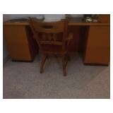 Long Wood Desk with File Drawer and chair