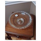 Clear Glass Serving Platter with Beaded Edge