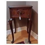 Wood Side Table With Drawer, Cabriole Legs