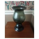 Dark Green Glass Pedestal Vase