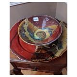 Handmade Glazed Ceramic Bowl and Platter Set