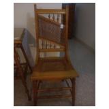 Wood Side Chair with Woven Cane Seat and Back