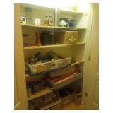 Contents of closet vases, wrapping paper, trays