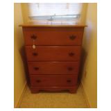 Wooden Four-Drawer Chest with Brass Pulls