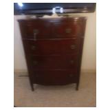 Mahogany Bow Front Chest with Brass Pulls