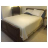 Queen Wood Sleigh Bed Frame w/Mattress &foundation