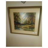 Framed Landscape Watercolor on Paper